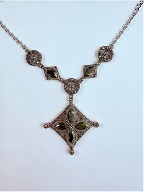 Judith Jack Venetian Alhambra Flower Marcasite Sterling Silver Pendant Necklace